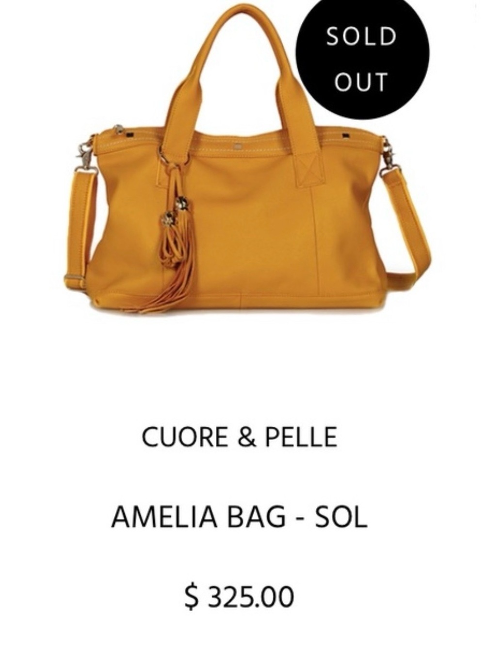 Cuore & Pelle Amelia Yellow Gold Large Pebble Leather Tote Shopper Handbag